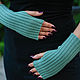 Knitted women's mitts mint-gray, Mitts, Kiev,  Фото №1