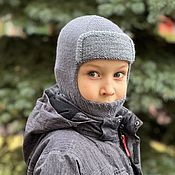 Шапка шлем детская для мальчика «серый гном»