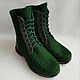 Botas de fieltro verde con cremallera y cordón h 18-22 unisex. Boots. Zhanna. My Livemaster. Фото №4