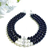 Украшения handmade. Livemaster - original item A necklace of pearls and black onyx 