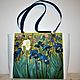 Ван Гог. Кожаная зеленая сумка женская "Ирисы", Classic Bag, Bologna,  Фото №1