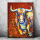 Oil painting with a bull abstract, Pictures, Astrakhan,  Фото №1