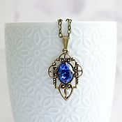 Украшения handmade. Livemaster - original item Pendant with Swarovski crystal in Sapphire color. Handmade.