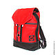 Кожаный рюкзак Красный с черным. Рюкзаки. SofiTone. Интернет-магазин Ярмарка Мастеров.  Фото №2