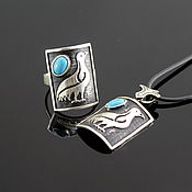 Украшения handmade. Livemaster - original item Esmine jewelry set made of 925 silver with turquoise BS0036. Handmade.