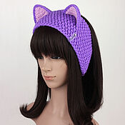 Аксессуары handmade. Livemaster - original item Headband with Cat ears, knitted for Purple hair. Handmade.