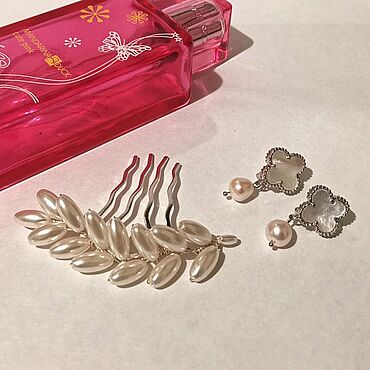  ручной работы. Ярмарка Мастеров - ручная работа Серьги. Серьги Клевер с Перламутром и Жемчугом. Handmade.