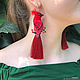 Order Earrings-birds-brushes 'Cardinal Richelieu'. Coffeelena. Livemaster. . Tassel earrings Фото №3
