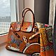 Роспись кожаной сумки, Рисунок на  кожаной сумке Hermès на заказ, Классическая сумка, Москва,  Фото №1