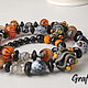 Long black and orange beads with stones. Necklace. Grafoli jewellery. Online shopping on My Livemaster.  Фото №2