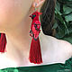 Earrings-birds-brushes 'Cardinal Richelieu'. Tassel earrings. Coffeelena. My Livemaster. Фото №6