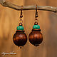 Earrings made of wood and turquoise 'Chocolate'. Earrings. BijouSiberia. My Livemaster. Фото №4