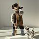 interior doll: Grandpa with a broom and a cat, Interior doll, Ulan-Ude,  Фото №1