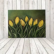 Картины и панно handmade. Livemaster - original item decoration: Oil painting on canvas yellow tulips. Handmade.