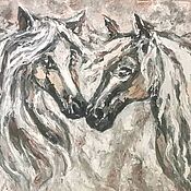 Картины и панно handmade. Livemaster - original item Oil painting A pair of horses Painting as a gift Animal horses. Handmade.