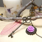 Украшения handmade. Livemaster - original item Vintage Pendant on a Chain the key to the Rose Garden No. №4 Purple rose. Handmade.