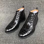 Обувь ручной работы handmade. Livemaster - original item Men`s shoes, with brogation, made of genuine crocodile leather.. Handmade.