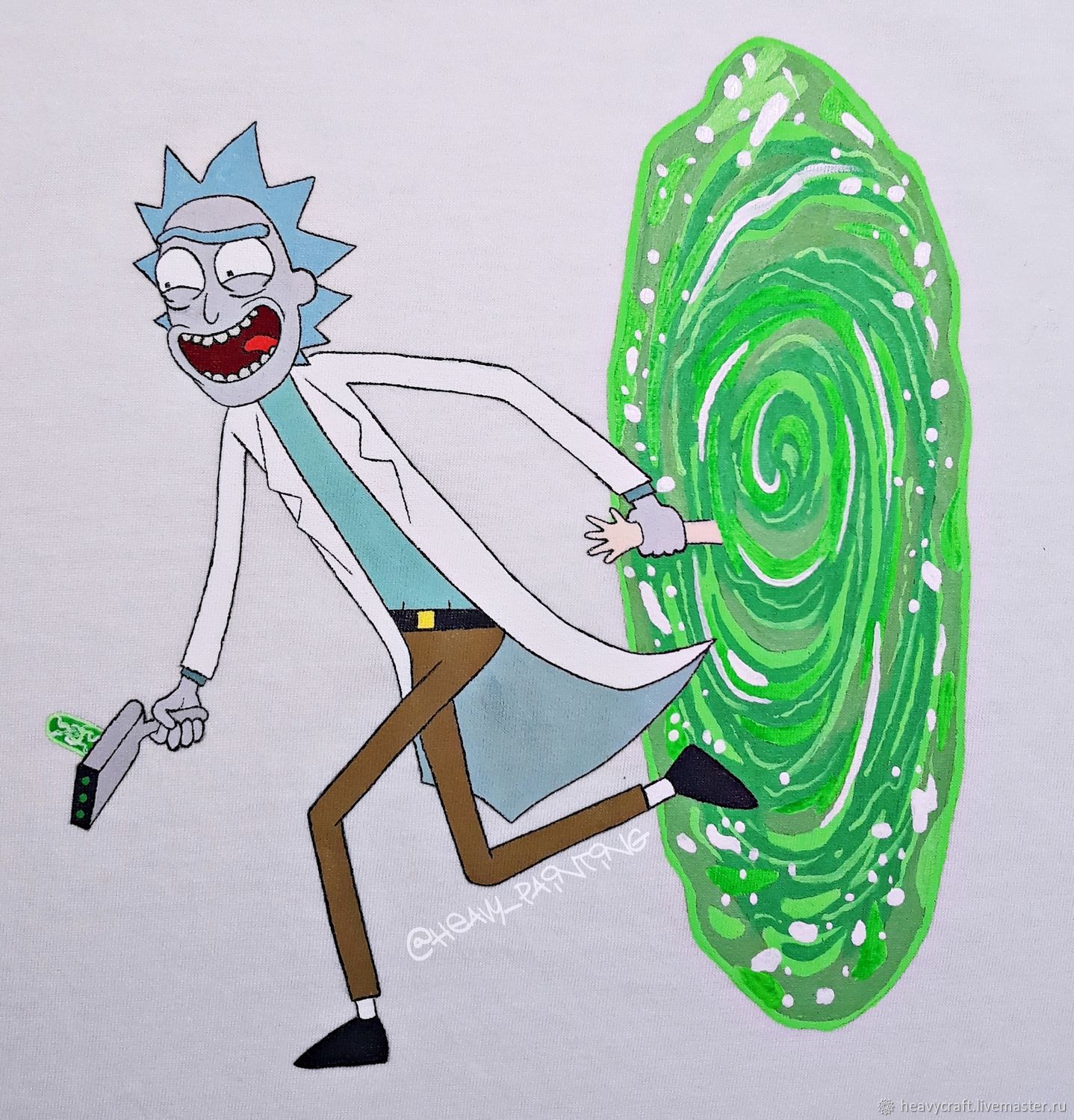 Paired T-shirts 'Rick and Morty', hand-painted. 