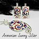 Earrings and a Paisley Cucumber pendant made of 925 sterling silver with BS0062 enamel, Jewelry Sets, Yerevan,  Фото №1