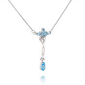 Украшения handmade. Livemaster - original item Gold necklace with blue Topaz and diamonds. Handmade.