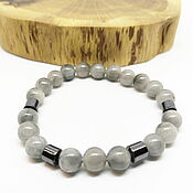 Украшения handmade. Livemaster - original item Grey quartz bracelet with hematite. Handmade.