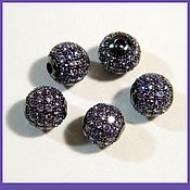 Материалы для творчества handmade. Livemaster - original item Beads of 8 mm with cubic zirconia black rhodium. piece. Handmade.
