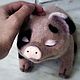 Pig Tommy. Fulled (felted) wool, Felted Toy, Schyolkovo,  Фото №1