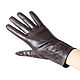Size 7.5. Winter gloves made of genuine brown leather with decor, Vintage gloves, Nelidovo,  Фото №1