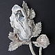 Beaded brooch with agate "Silver flowers", Brooches, Moscow,  Фото №1