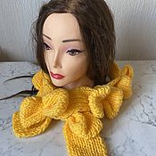 Аксессуары handmade. Livemaster - original item Scarf knitted with a bow yellow and turquoise. Handmade.