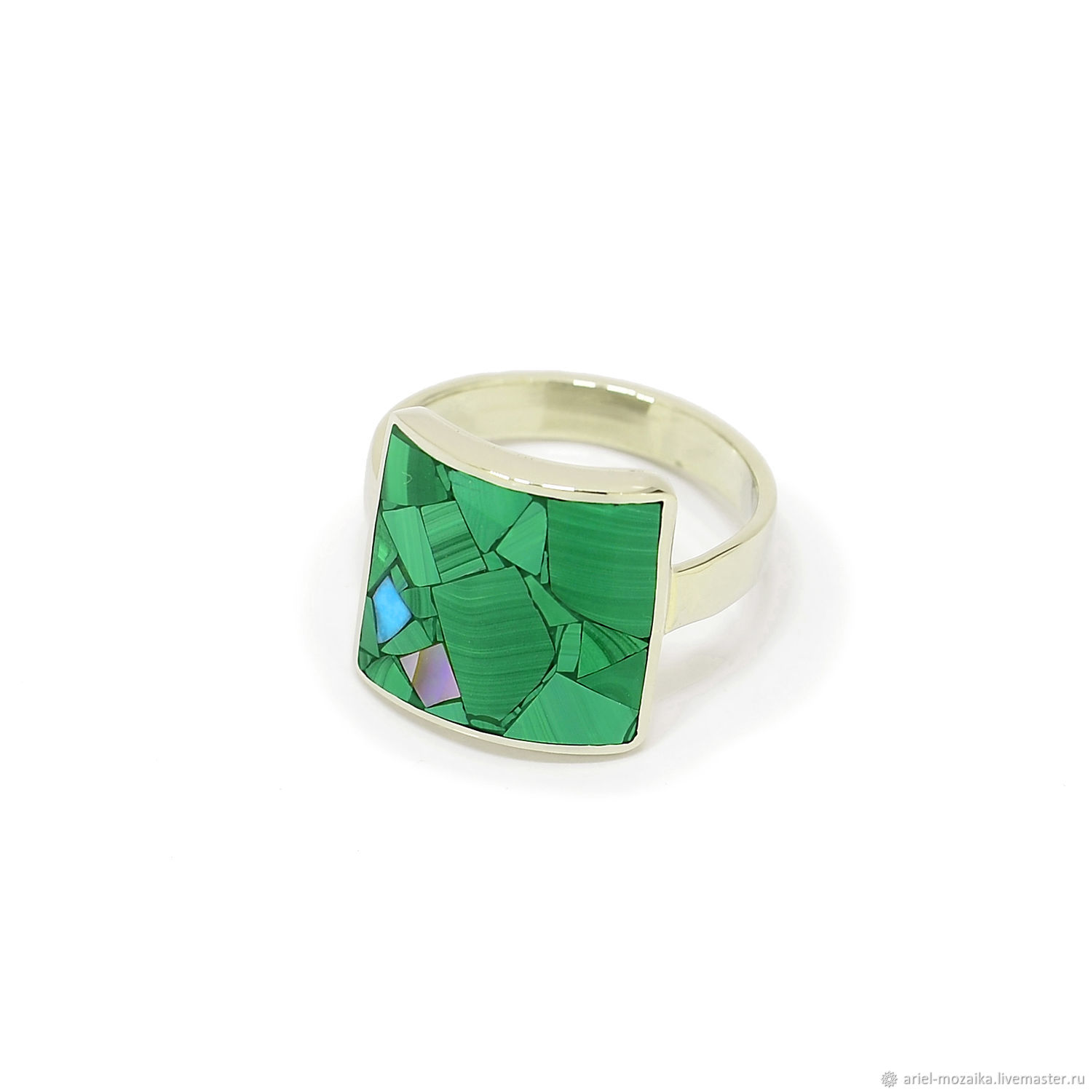 RING the Square. ( Size 16.5) Ring with malachite, Rings, Moscow,  Фото №1