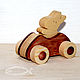 Вальдорфская игрушка  Машинка с водителем `Эх, прокачу!`.  Деревянные игрушки от Деда Андрюшки.