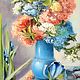 Oil painting flowers vase 'Solo blue iris', Pictures, Penza,  Фото №1