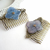 Украшения handmade. Livemaster - original item Comb Hair Decoration Hydrangea Flower Blue Lilac Gold. Handmade.