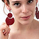 Red Leather Earrings. Earrings. Two Starlings. My Livemaster. Фото №5