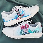 Обувь ручной работы handmade. Livemaster - original item Custom painted sneakers Disney Sneakers with a Little Mermaid print. Handmade.