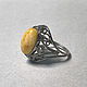 Order Amber Ring Natural Amber Yolk Nickel Silver Plating Scan. Aleshina. Livemaster. . Vintage ring Фото №3