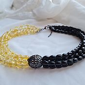 Украшения handmade. Livemaster - original item Necklace: Black agate, lemon quartz.. Handmade.