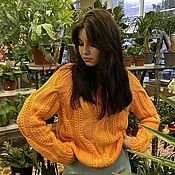 Одежда handmade. Livemaster - original item Jerseys: Women`s knitted sweater made of orange cotton in stock. Handmade.
