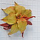 Brooch flower leather Lily. Brooches. LIUDMILA SKRYDLOVA (flower glade). My Livemaster. Фото №4