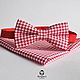 Red tie plaid pocket square red Vichy, Ties, Moscow,  Фото №1