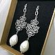 Earrings with Majorca pearls and openwork element, Earrings, Moscow,  Фото №1