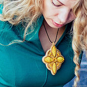 Украшения handmade. Livemaster - original item Pendant bead with Swarovski crystal embroidered Golden. Handmade.