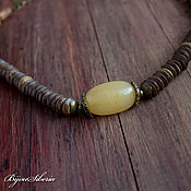 Украшения handmade. Livemaster - original item Beads with agate and coconut 