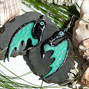Украшения handmade. Livemaster - original item Earrings: Dragon wings Sea azure – author`s work. Handmade.