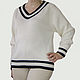 V-neck jumper with striped trim. Jumpers. stylish things. My Livemaster. Фото №6