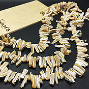 Материалы для творчества handmade. Livemaster - original item Beads Mother of pearl Shells Trochus Sticks 22h5mm Thread 20 cm. Handmade.
