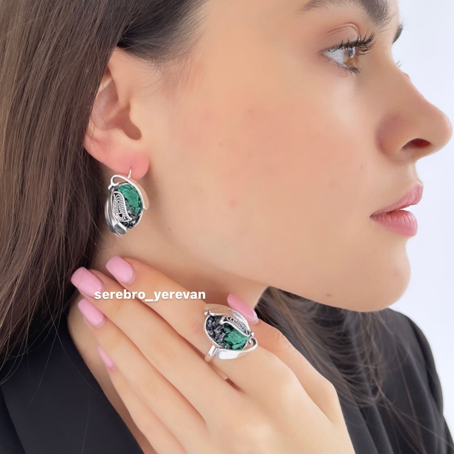 Армянские украшения. Комплект украшений из серебра с камнями в интернет ...