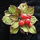 Order Leather Red Brooch flower RED CHERRIES-2 red Leather hairpin. Irina Vladi. Livemaster. . Brooches Фото №3