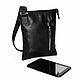 Men's bag: Men's Leather Bag Black Plaid Mod. C55-111. Men\'s bag. Natalia Kalinovskaya. Online shopping on My Livemaster.  Фото №2
